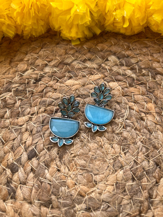 Blue stone oxidized Drop earrings