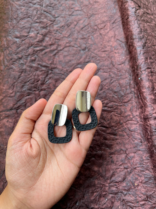 Dual tone drop earrings