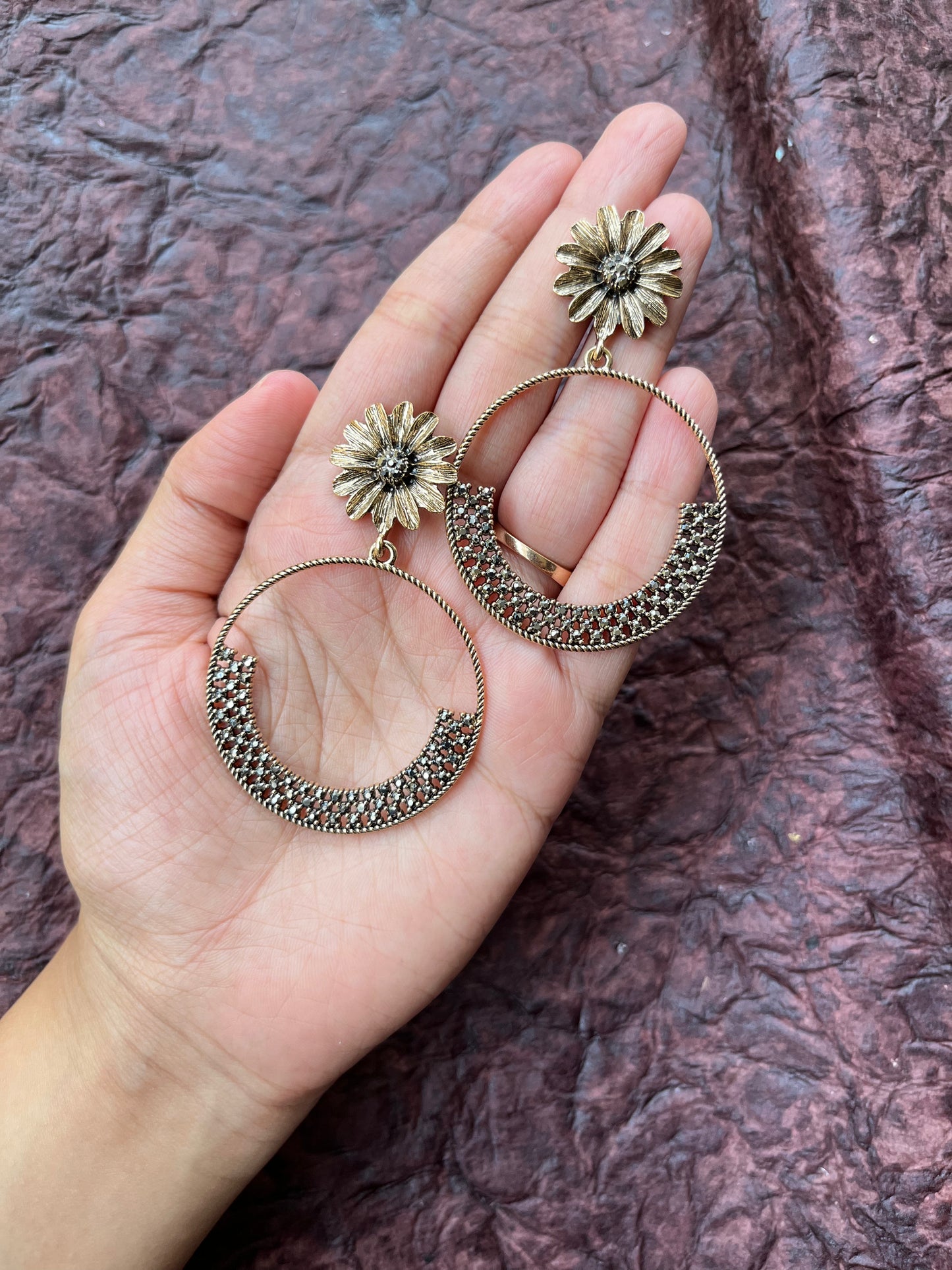 Dual tone statement earrings
