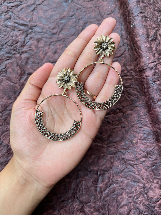 Dual tone statement earrings