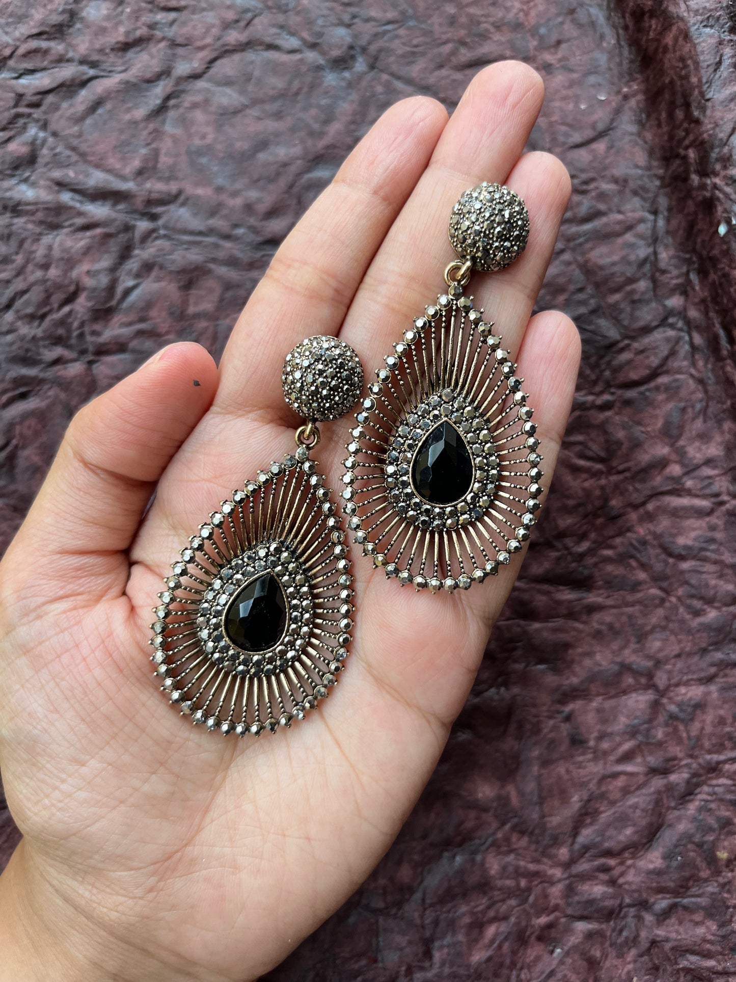 Dual tone statement drop earrings