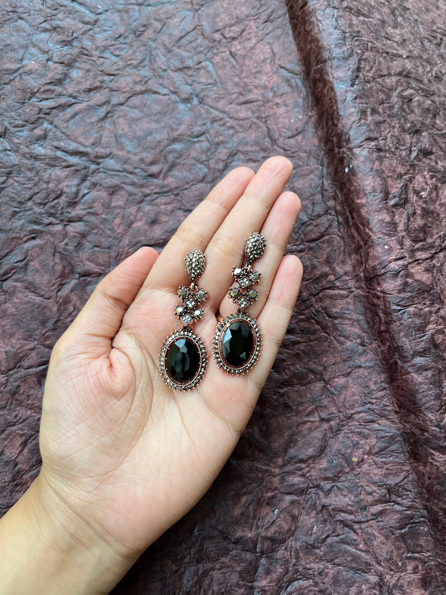 Black crystal drop earrings